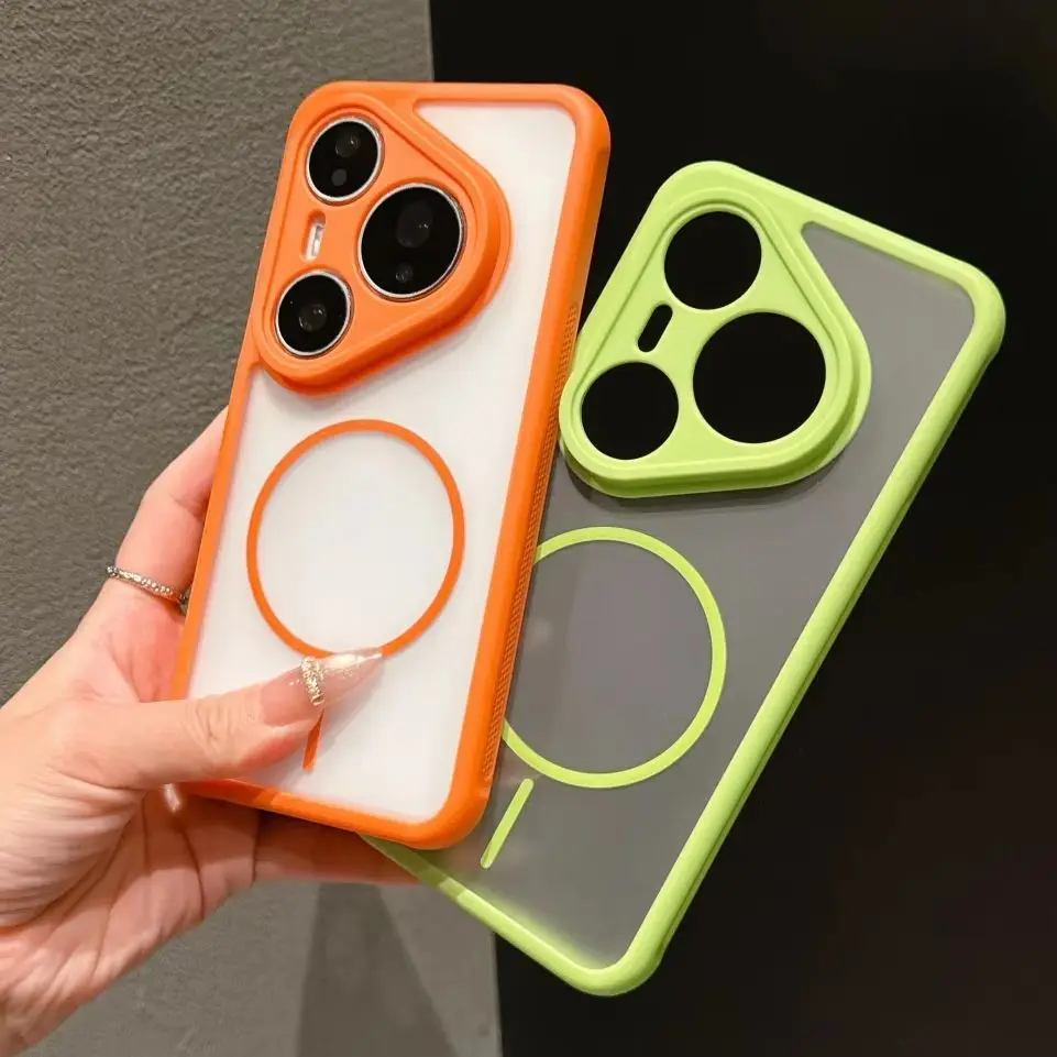 Stoßfeste, matte, harte Handyhülle für Huawei Pura 80 Pro Pura 70 Mate 70 60 Pro Plus, transparent, magnetisch, für Magsafe-Rückseite