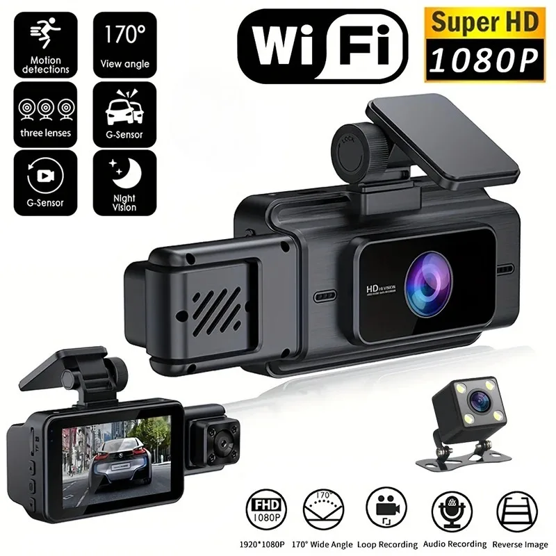 

Dash Cam Car Dashcam G-Sensor Camera HD 1080P Black Box 170° Wide Angle Dvr Infrared Nightxision with WiFi Audio Recording Loop