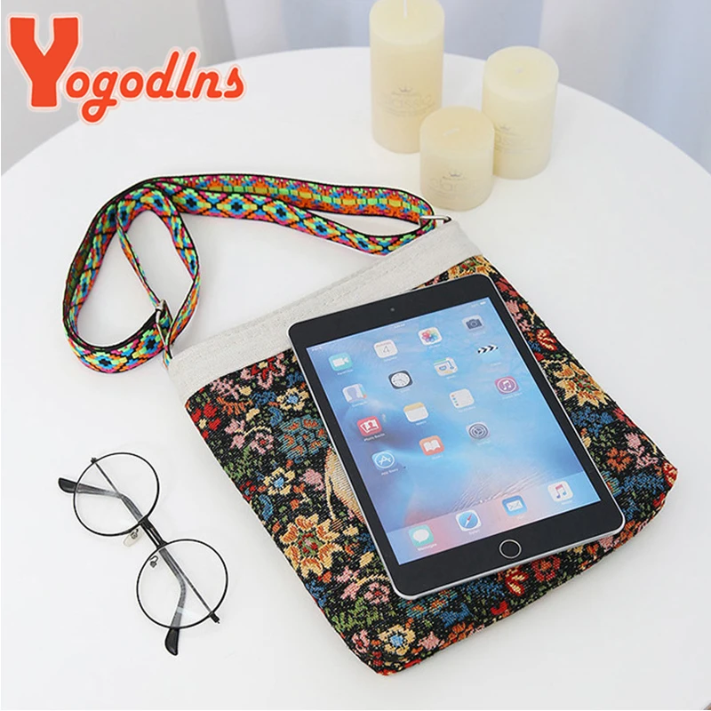 Yogodlns  Embroidered Elephant Handheld Bag Women New Retro Large Capacity Crossbody Bag Nylon Knitted Casual Portable Handbag