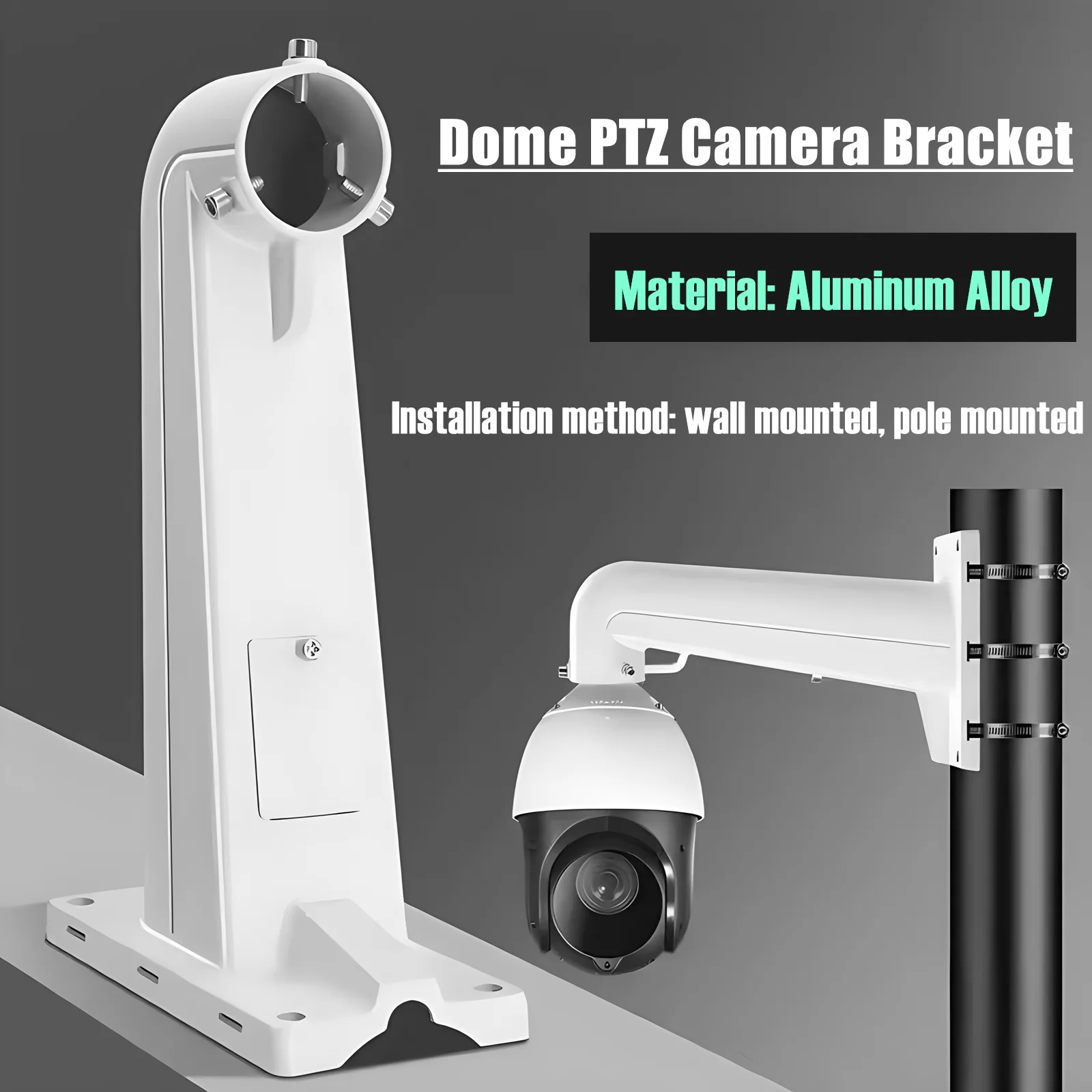 

Pole Mounted/ Wall Mounted Bracket for High Speed Dome PTZ Network Heavy Duty Camera Dual Purpose Neat&Integrated Design Bracket