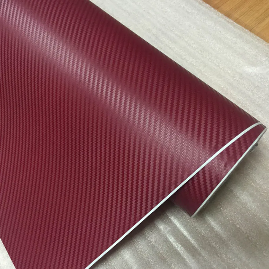 Premium quality dark red 3d carbon fiber sticker car carbon vinyl wrapping film with size:30X127CM/LOT by free shipping