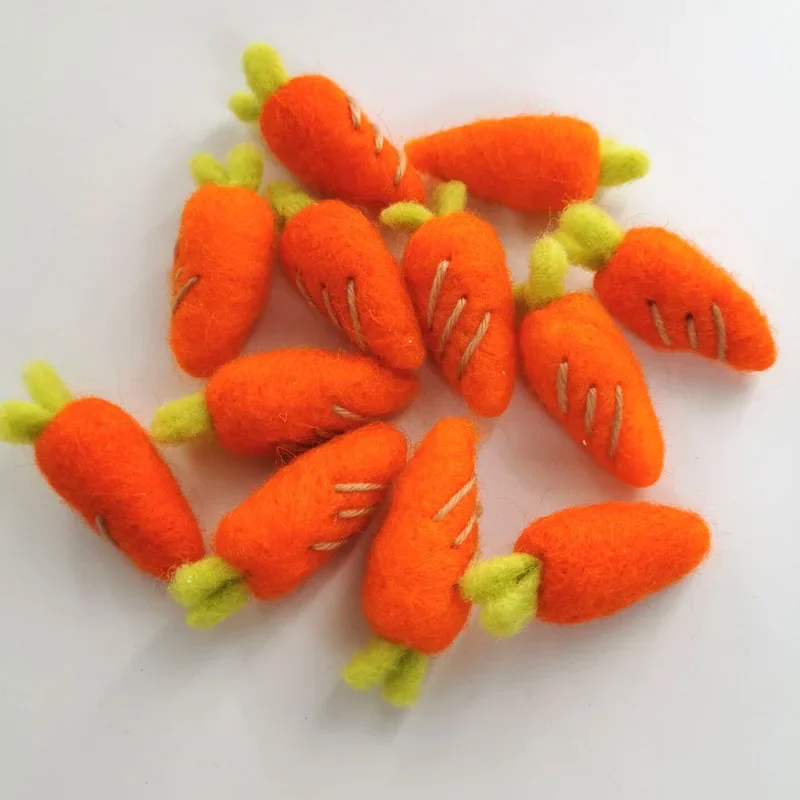 1PC Cute Carrot Wool Felt Fur Balls Needlepoint Kit Wool Felt Party Home Decor Girls Jewelry Decoration Craft DIY Handmade