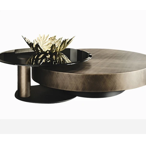 

Light Luxury Italian Round Coffee Table Stainless Steel Modern Minimalist Size Apartment Living Room