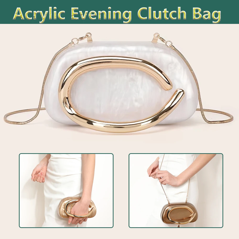 

Модная женская акриловая сумка для невесты с металлической ручкой, роскошный вечерний банкетный клатч на плечо, свадебный кошелек, вечерние сумки через плечо