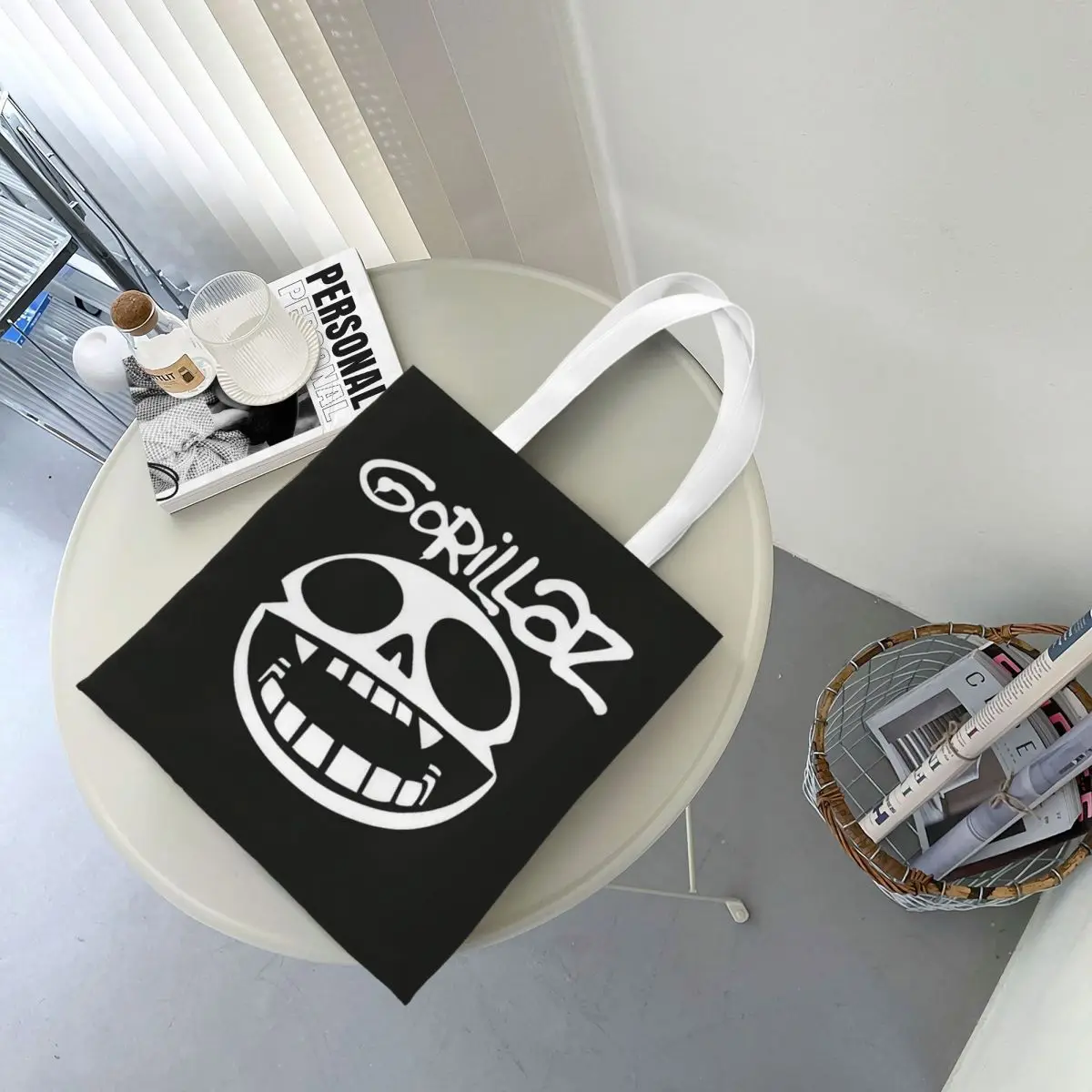 Music Band Gorillaz Shopping Bags Canvas The Tote Bag Folding for Women Shoulder Tote Travel Handbag