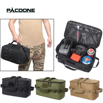 PACOONE Camping en plein air réservoir de gaz sac de rangement grande capacité sac à outils pour ongles au sol cartouche de gaz pique-nique ustensiles de cuisine Kit sac
