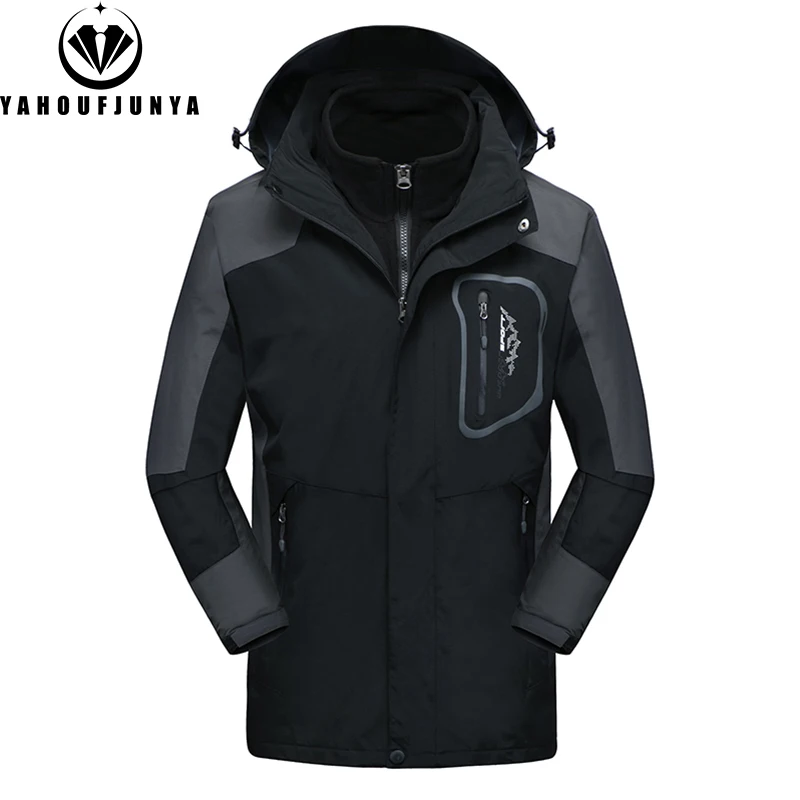 

2024 Winter Men Windbreak Plus Thick Fleece Warm Jacket Men Outdoor Hiking Camping Removable Hooded Comfortable Jacket Coat Male