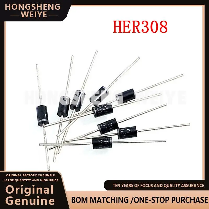 100%new 20PCS HER308 3A 1000V Fast Recovery Dioden