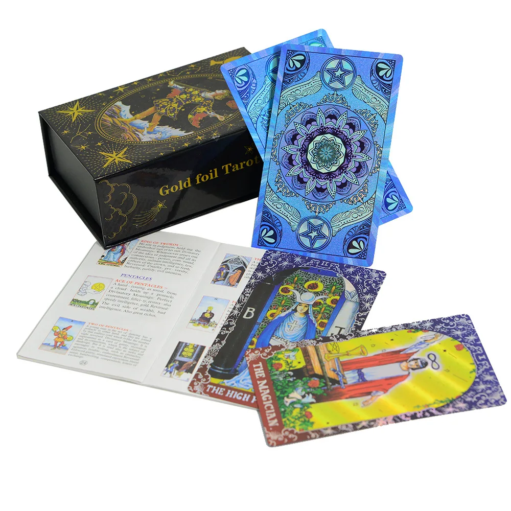 78PCs Classic Blue Wait Tarot Cards with Guide Book Waterproof Fortune Telling Game Tarot Cards Deck 12*7cm