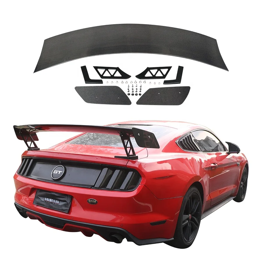 

НОВЫЙ задний спойлер для Ford Mustang 2015-2023, регулируемое крыло в стиле GT500, высокая подставка из углеродного волокна