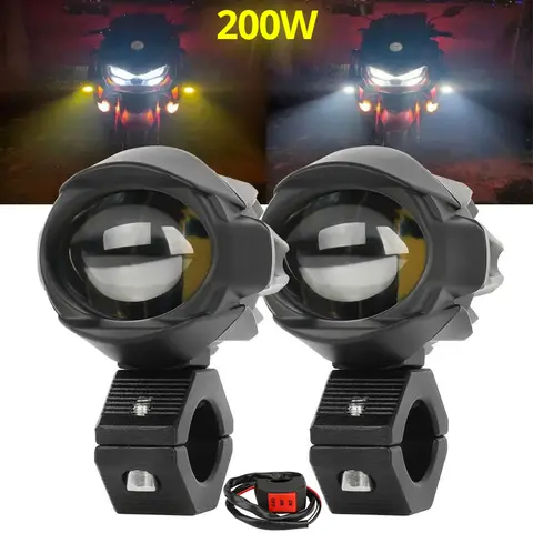 오토바이 3 인치 안개 조명 6000K 3500K LED 오프로드 운전 라이트 200W 보조 스팟 작업 조명 트럭 자동차 ATV 용 액세서리