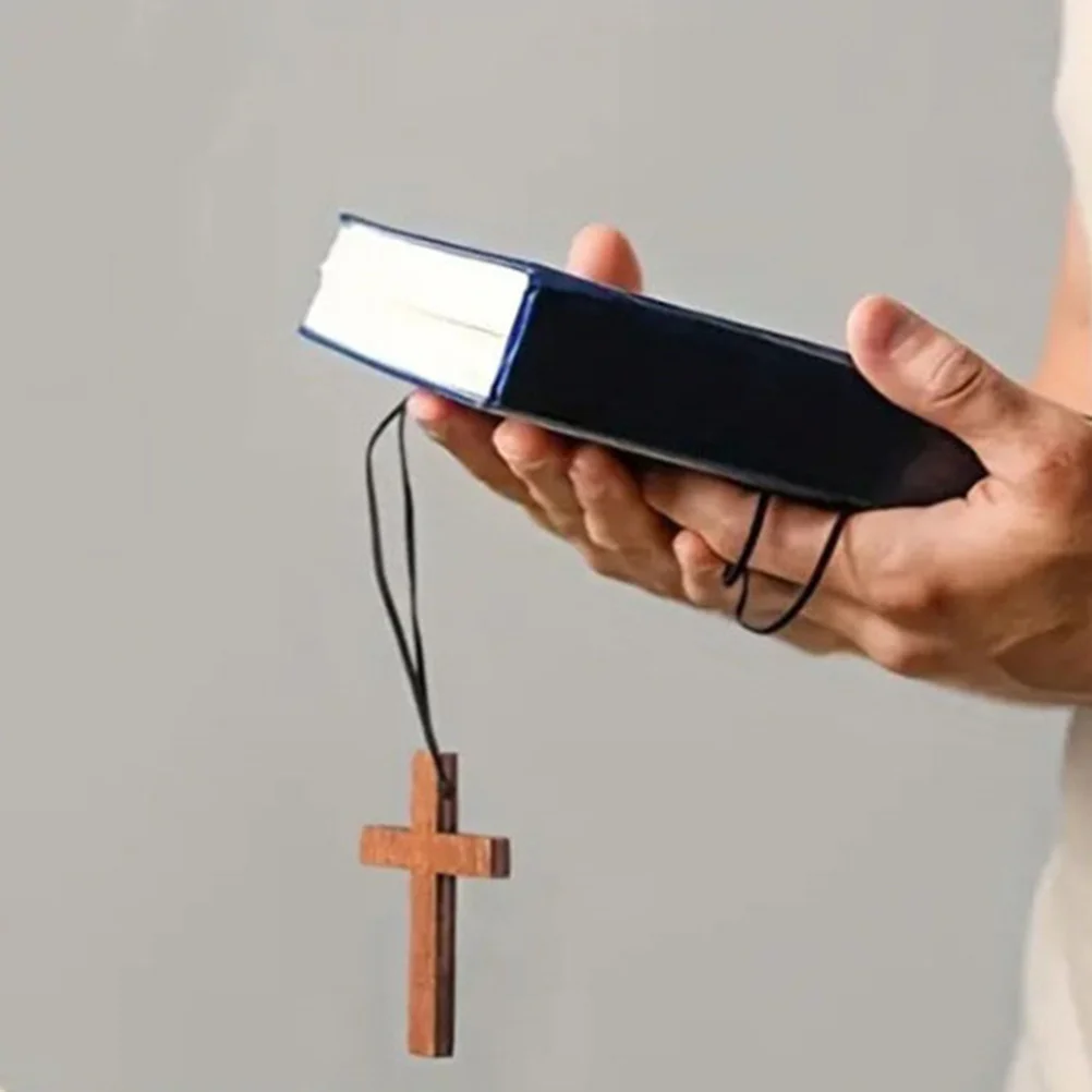 

50Sets Cross Shaped Wooden Ornaments Religious Hanging Decor Craft Adornments Home Shop Window Bedroom Living Room