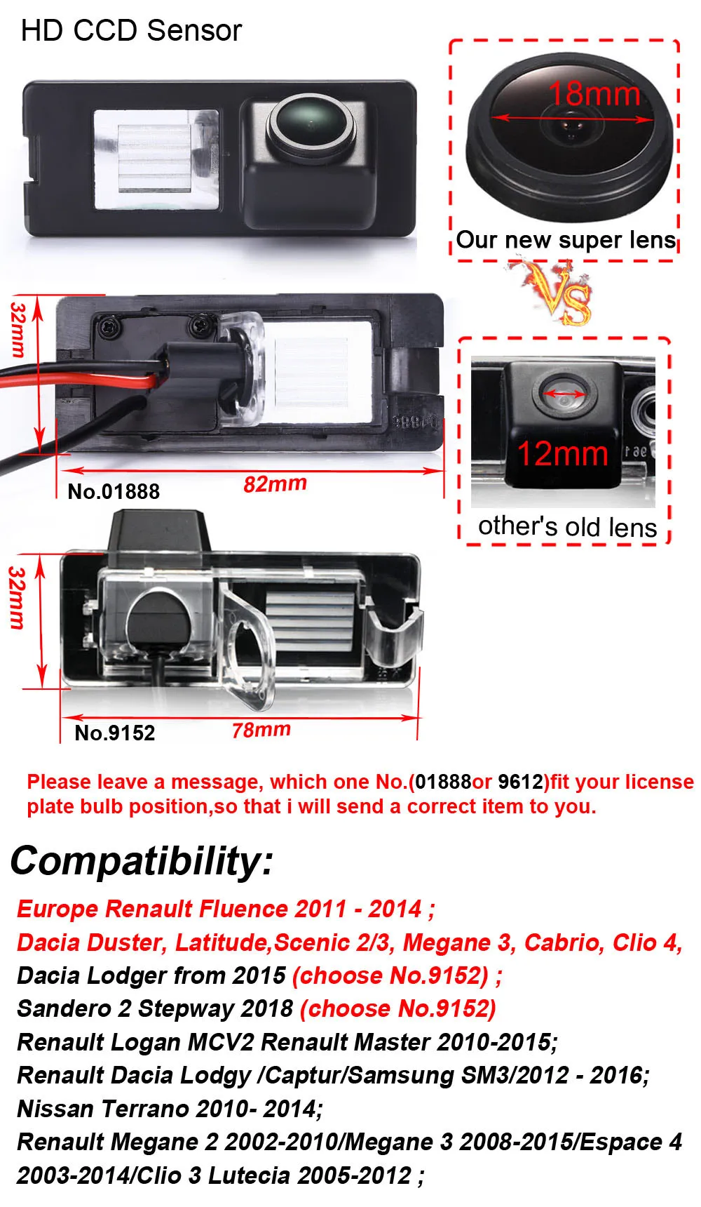 For Renault Fluence Dacia Lodgy Captur Megane Logan Master Espace Clio/Dacia Lodger Duster Latitude Scenic Car Rear View Camera