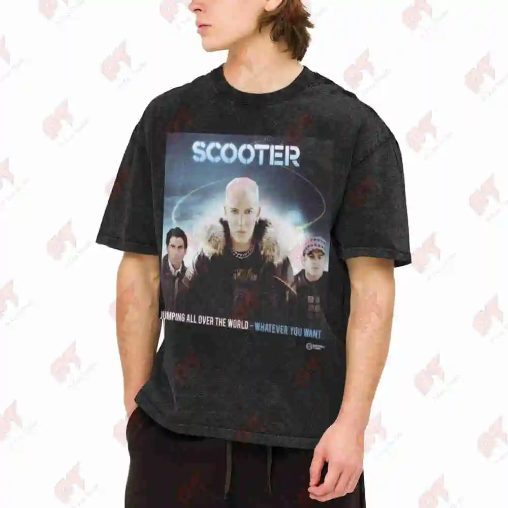 Scooter Jumping All Over The World Album Vintage Washed Tee Pure Cotton T-Shirt