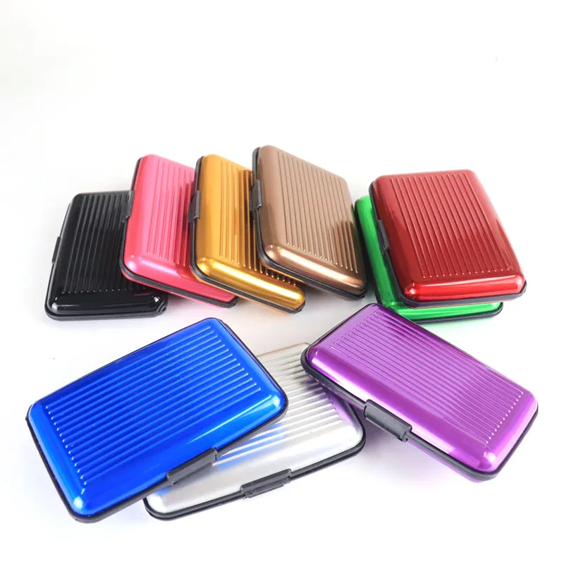 PURDORED 1 Pc Men Aluminum Bank Card Holder Blocking Hard Case Wallet Solid Credit Card Anti-RFID Scanning Protect Card Holder