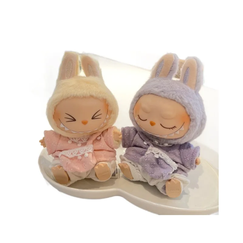 Labubu 1st & 2nd Generation Spring Collection: Macaron Color Knit Leisure Outfit Set for Enamel and Plush Dolls (Clothing Only)