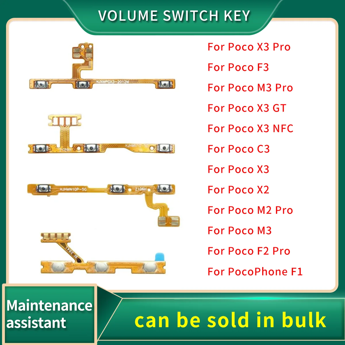 Volume Switch Key Control Flex Cable For XiaoMi Poco X2 X3 NFC GT C3 M2 M3 F3 F2 Pro Max PocoPhone F1 Power On Off Button flex