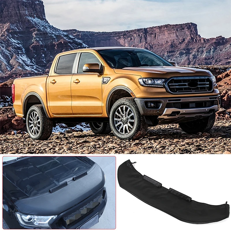 

Кожаный чехол на капот двигателя автомобиля, каменный дефлектор, защитный щиток, автомобильные аксессуары для Ford Ranger Wildtrak T7 T8 2015-2021