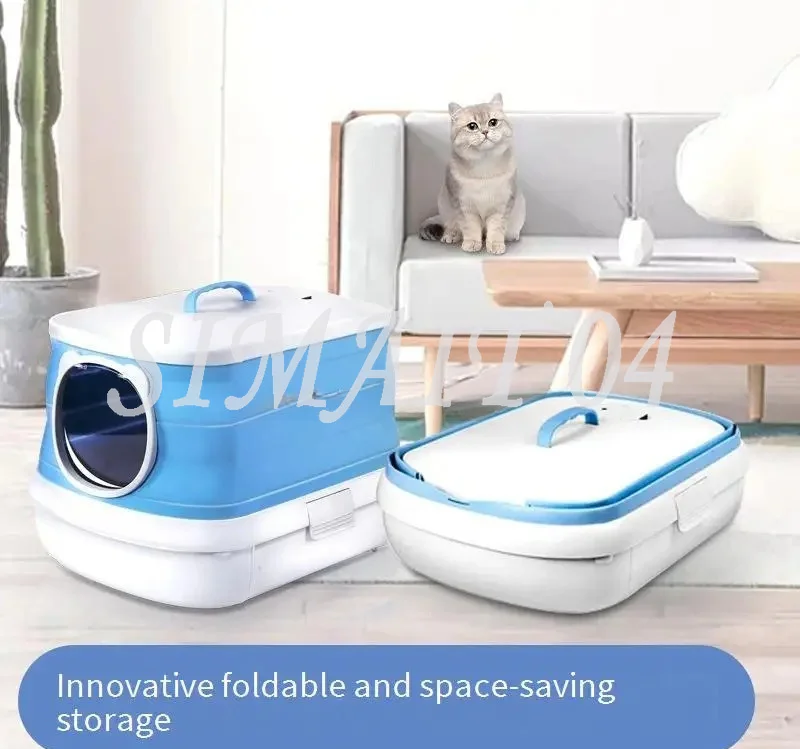 Hot Sell Foldable Cat Litter Box Large Top Entry Anti-Splashing Litter Box With Lid Enclosed Plastic Cat Litter Box With Scoop