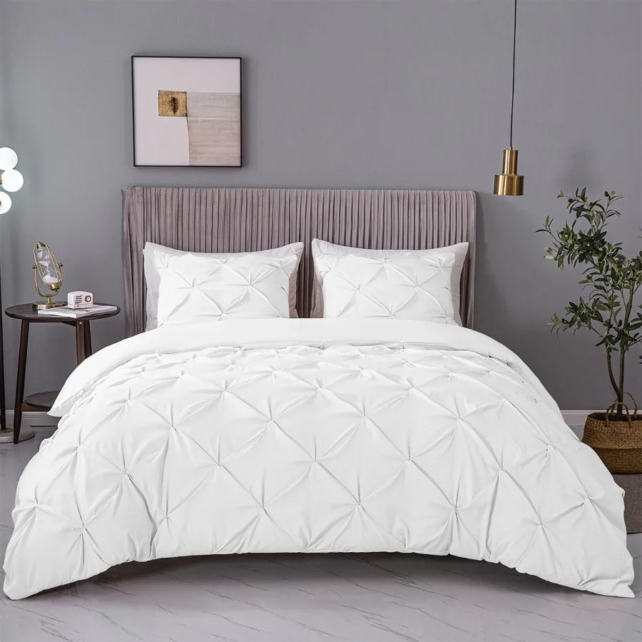 

Роскошный плиссированный пододеяльник из 3 предметов с застежкой-молнией и угловыми завязками для современного декора спальни 100 120 г Премиум-микрофибра