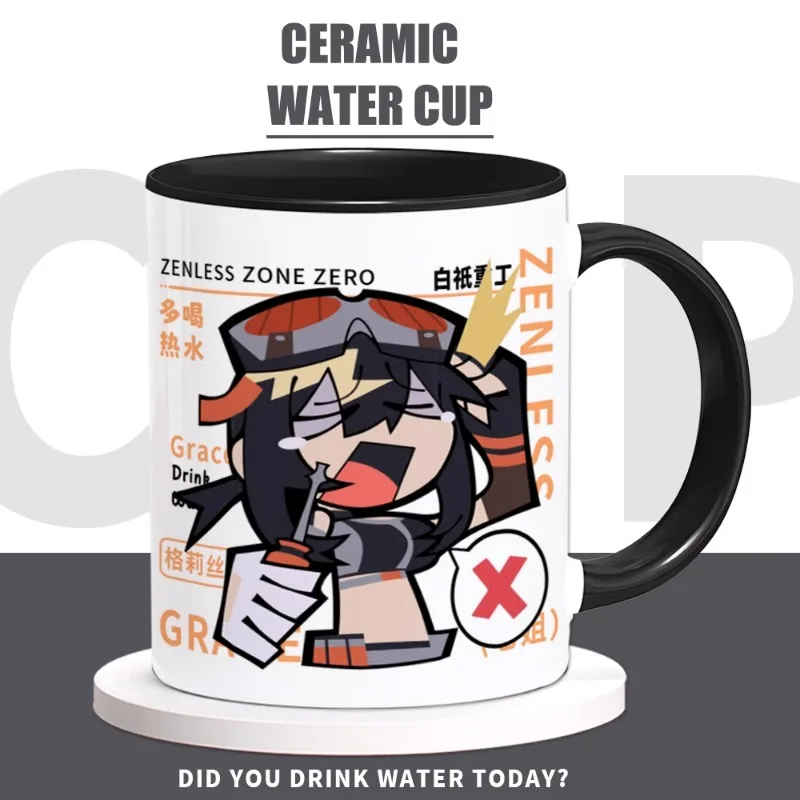 Anime Zenless Zone Zero Game Cos Grace 9.5x8cm Unisex 2024 New Heat Transfer Fresh Ceramic Spoon Mark Water Cup Gift