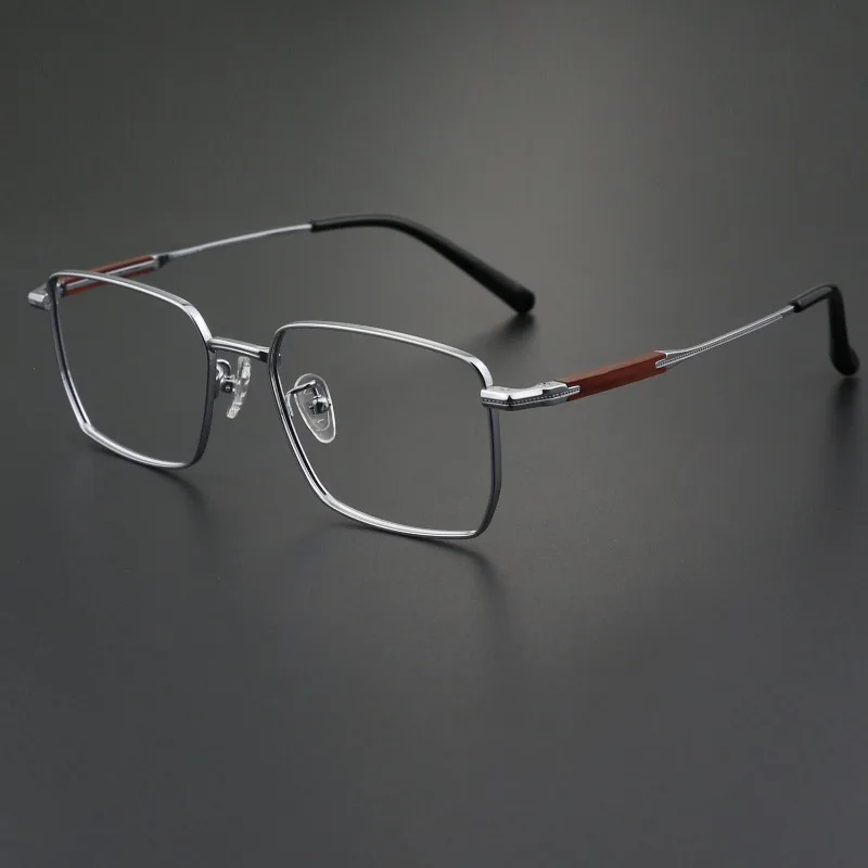 Small Sandalwood Full Frame Fashionable Retro High Sense Pure Titanium Hong Kong Style Men's Small Face Myopia Glasses Frame