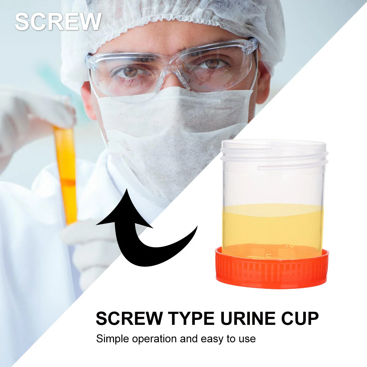 50 Pcs/1 Liquid Container Specimen Cup Sampling The Urine Sample Spiral Cover Test