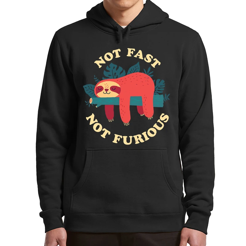 

Not Fast Not Furious Funny Hoodie With Sloth Animal Design Classic Sweatshirt For Men Women Basic Tops Clothing