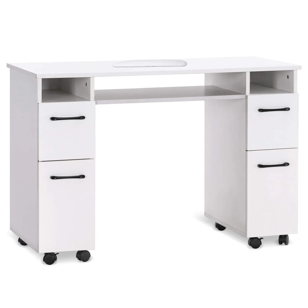 Manicure Table on Wheels, Rolling Salon Station White 2600