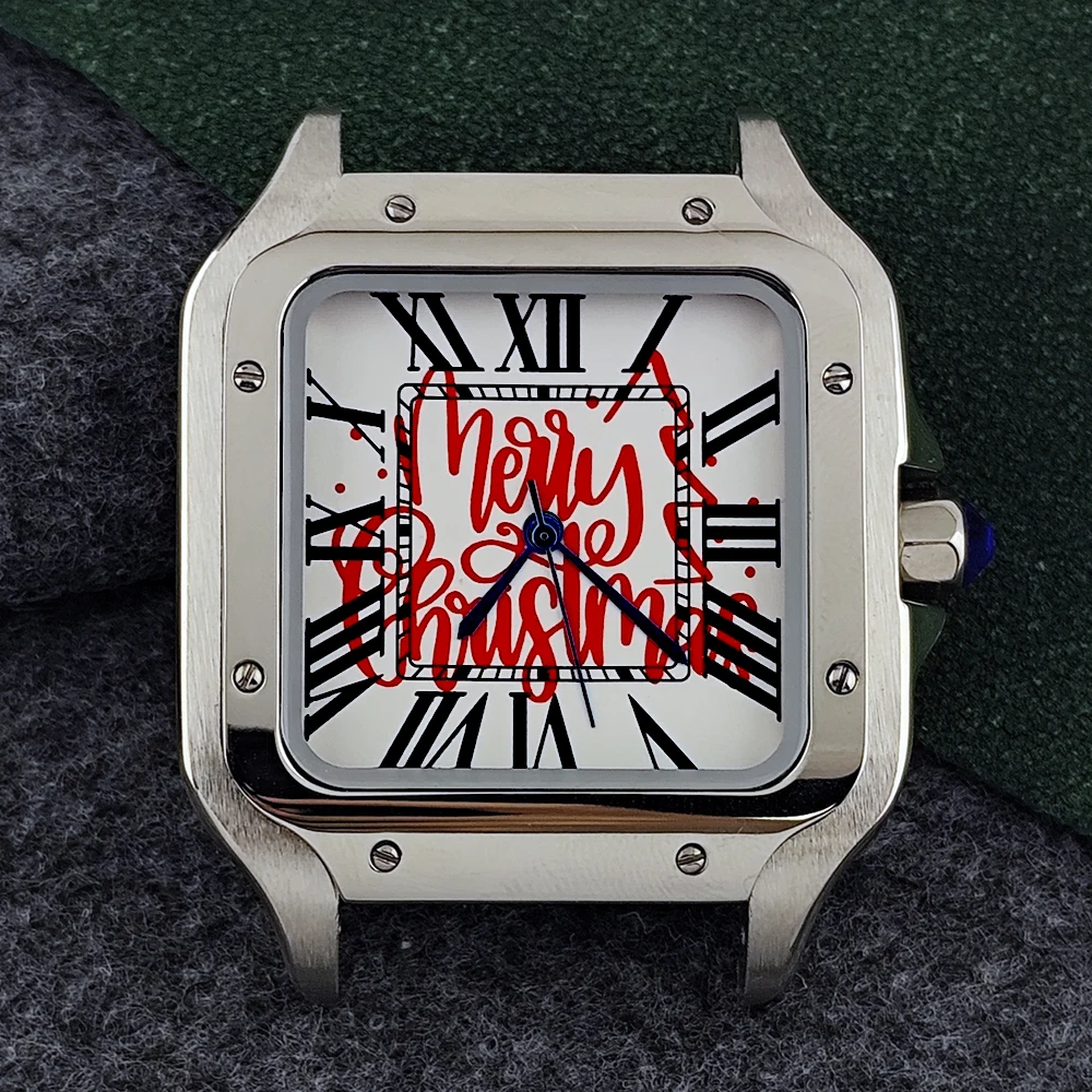 حار بيع سانتوس حالة الفولاذ المقاوم للصدأ ساعة أوتوماتيكية للرجال شعار مخصص الاتصال الهاتفي NH35 ساعة يد تعمل بالحركة الملحقات