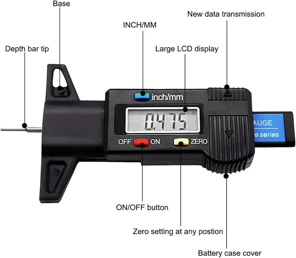 1 PC Electronic Digital Tread Vernier Caliper Depth (Automotive Tyre) Measuring Device LCD For 0 - 25 MM Measuring Tool