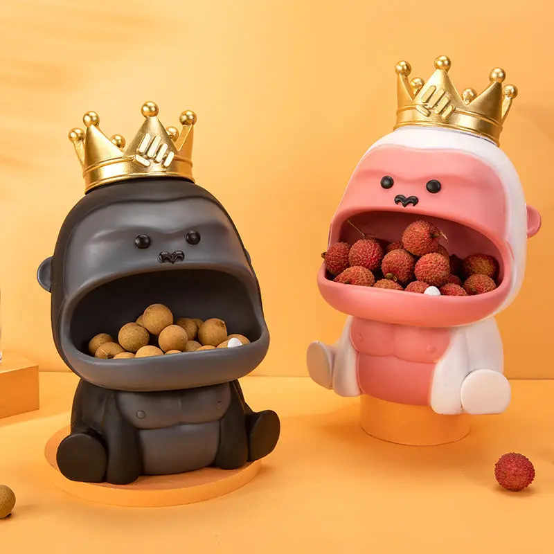 

Nordic Big Mouth King Kong Storage Box Orangutan Statue Keys Candy Storage Basket Porch Desktop Ornaments Living Room Home Decor