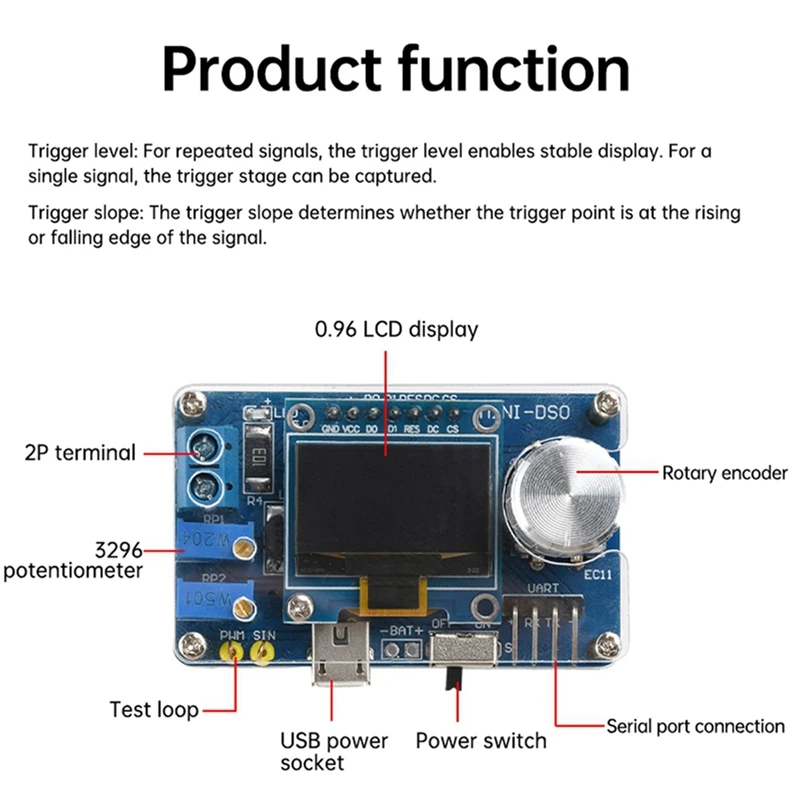 ABKP-DIY Mini Kit oscilloscopio digitale STC8K8A Microcontrollore Pratica di saldatura elettronica Parti sciolte