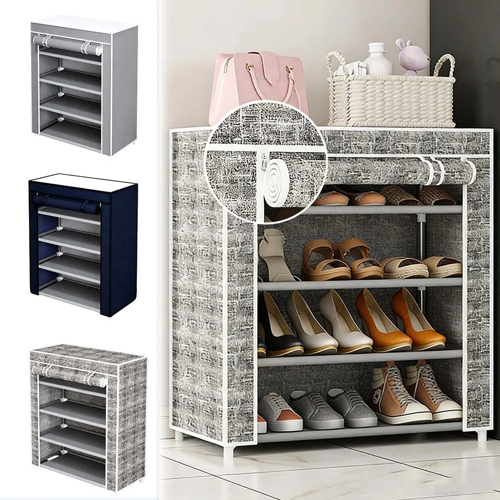 5 Layers Dustproof Shoe Cabinet with Zipper Curtain Shoe Rack Organizer Home Space-saving Organizer for Home Dormitory Scarpiera