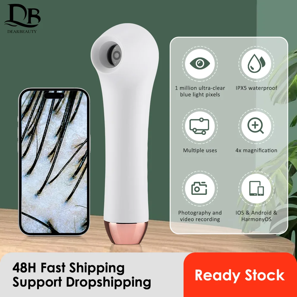 1000X vergroting visuele dermatoscoop - Wifi aangesloten hoofdhuid- en gezichtshuidanalysator Machine Draagbare huiddiagnostische microscoop