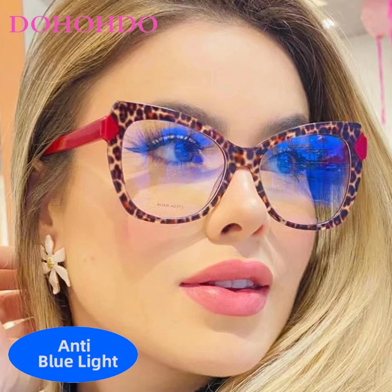 

Retro Brand Designer Cat Eye's Blue Light Blocking Glasses Men Women Trend Big Frame Computer Optical Ladies Eyeglasses Lentes