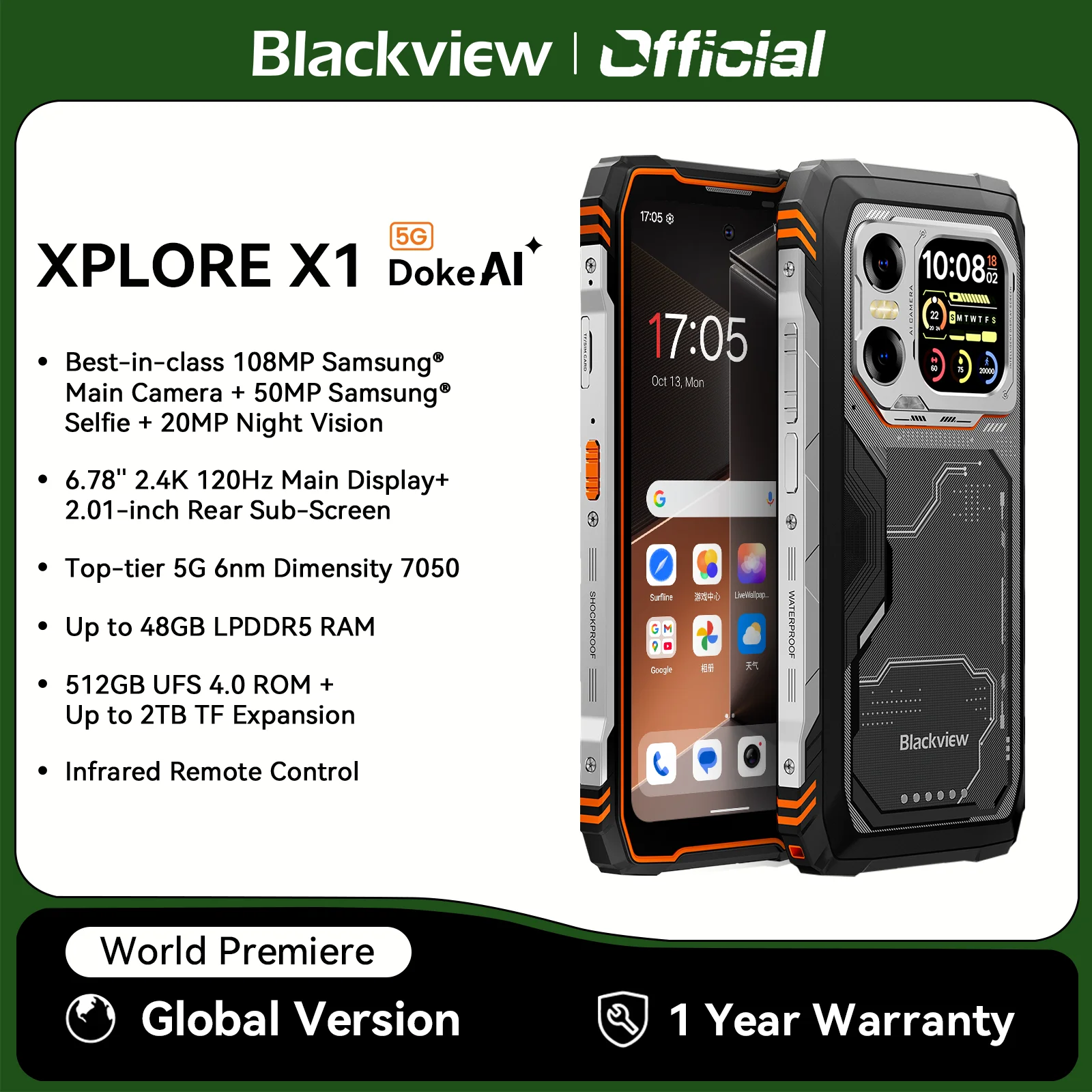 Blackview XPLORE X1 Rugged SmartPhone, 6.78
