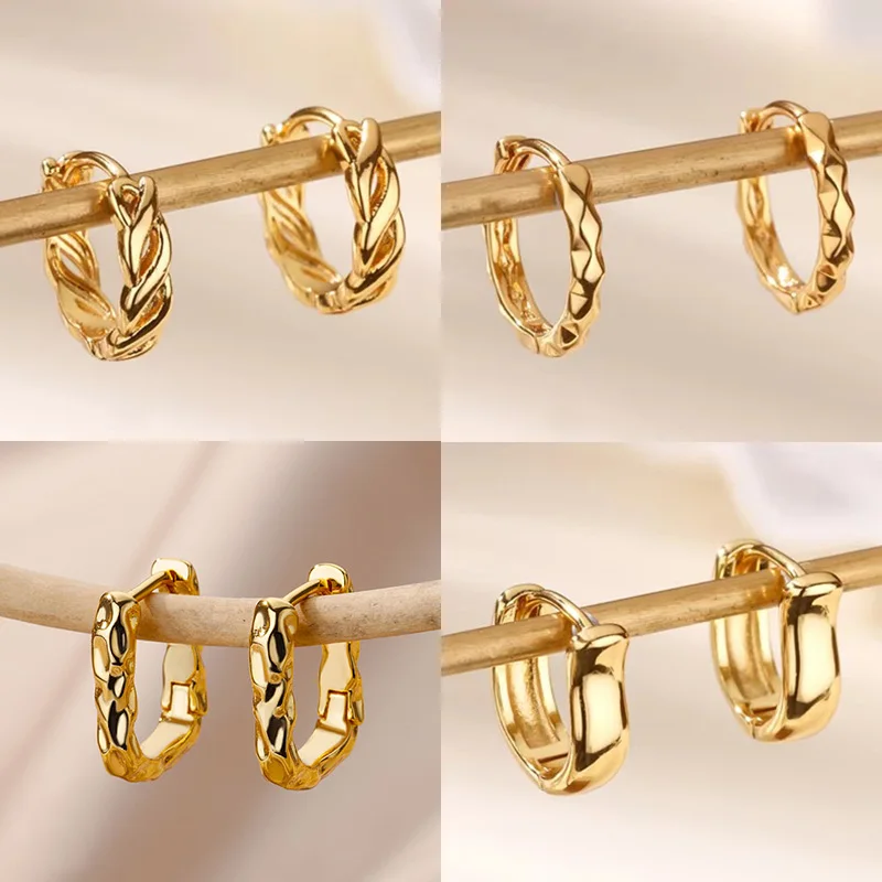 Vintage Twist Chain Hoop Earrings For Women Stainless Steel Gold Color Geometric Earring 2026 Trend Wedding Jewelry pendientes