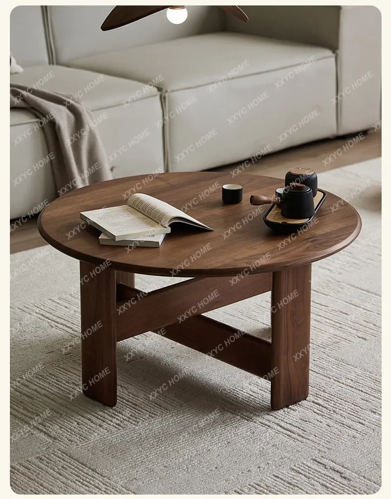 NN North American black walnut solid wood coffee table round coffee table living room coffee table