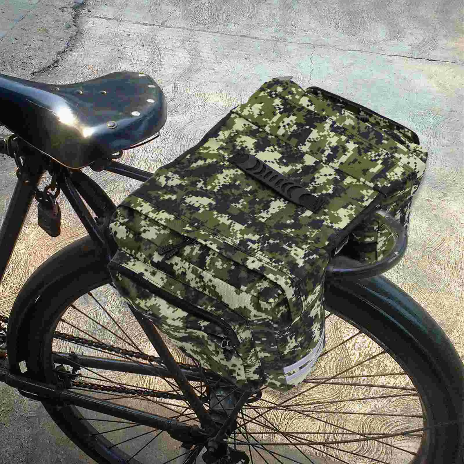 

Waterproof Camo Canvas Rear Seat Bag Saddle Bag Trunk Bag for Mountain Cycling Bike (Green) camo rear seat bag