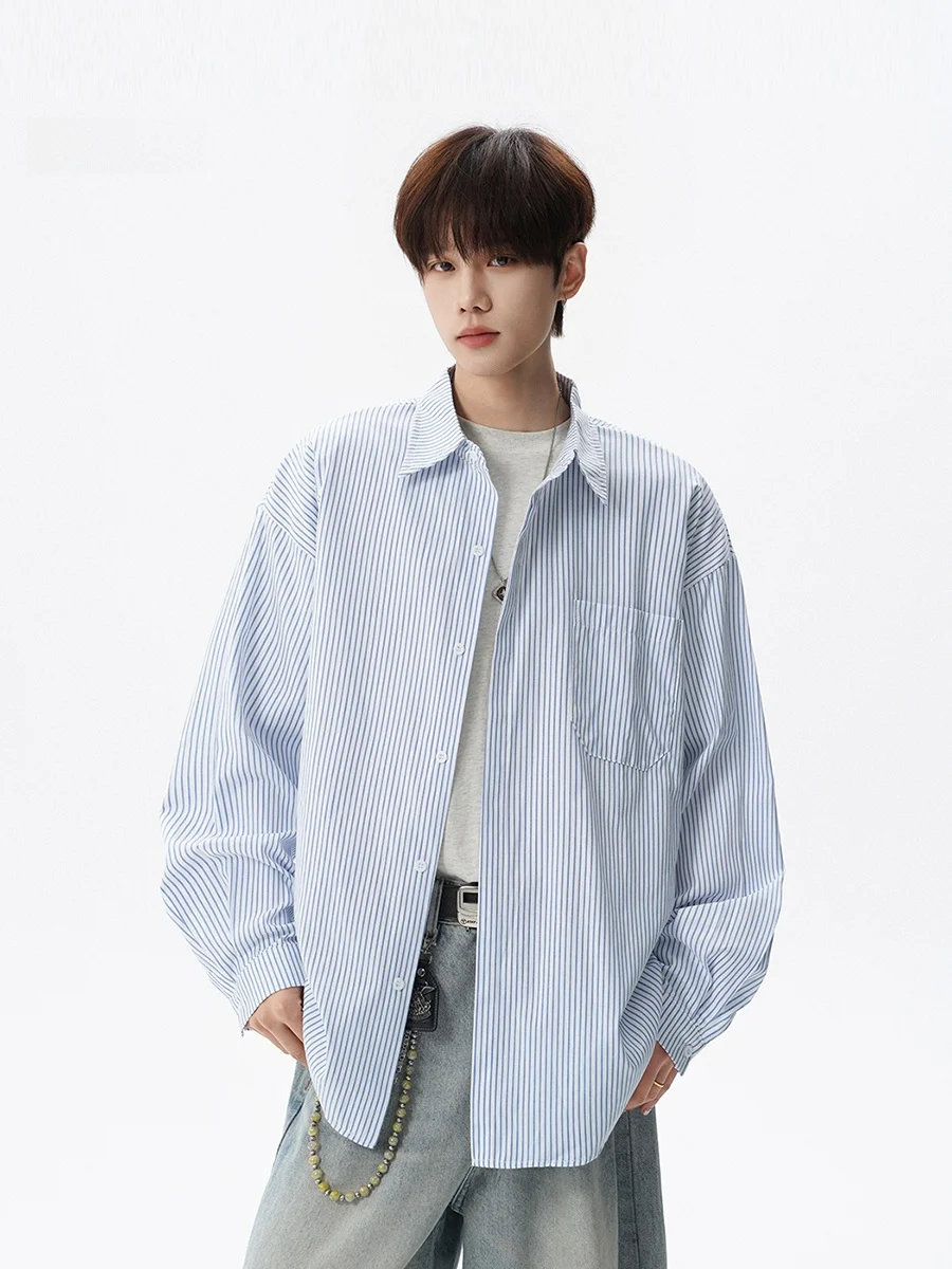 

Spring New Sle Men's Long Sve Striped irt Color Blo Collar Jaet Casual Loose Fit Polyester Cotton Blend Spring 2026