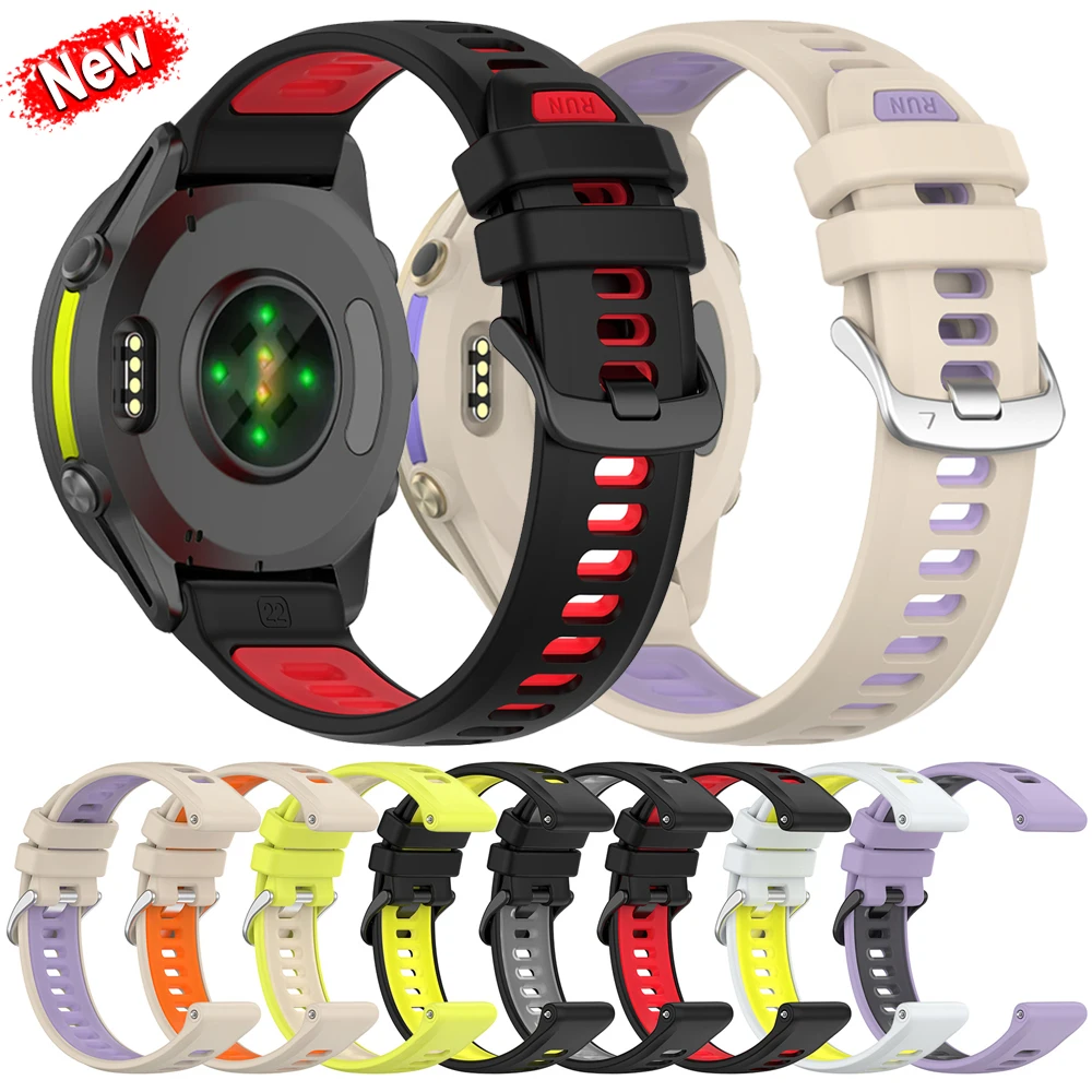 Official Silicone Soft Wrist Band for Garmin Forerunner 945 935 745 970 965 955 Two-tone Strap Sports Bracelet Band Accessories