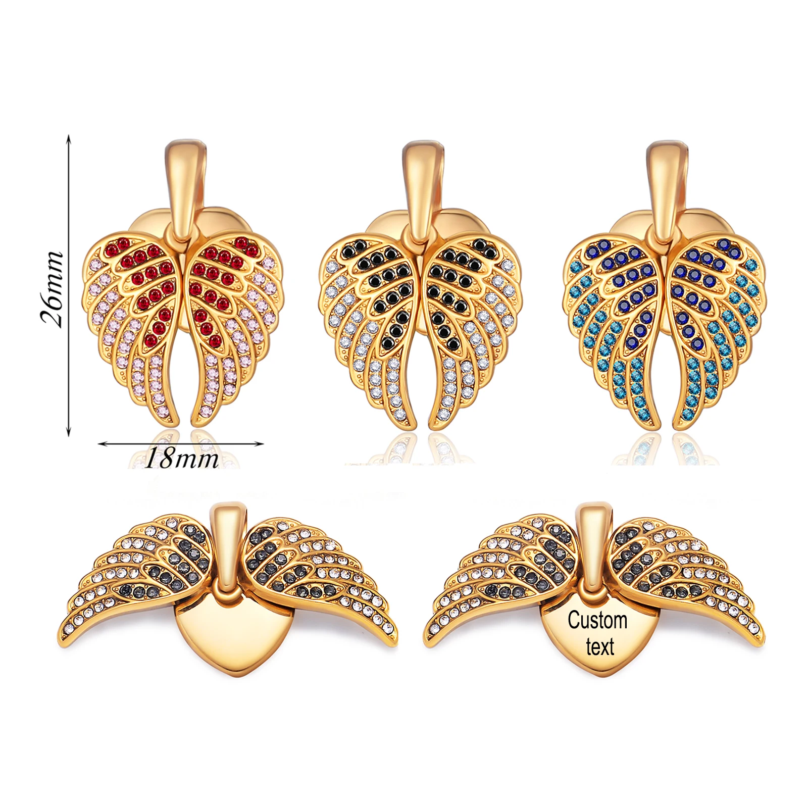 

2Pc Zircon Heart Angel Wings Openable Pendant Personalized Stainless Steel Jewellery for DIY Necklace Bracelet Jewelry Accessori