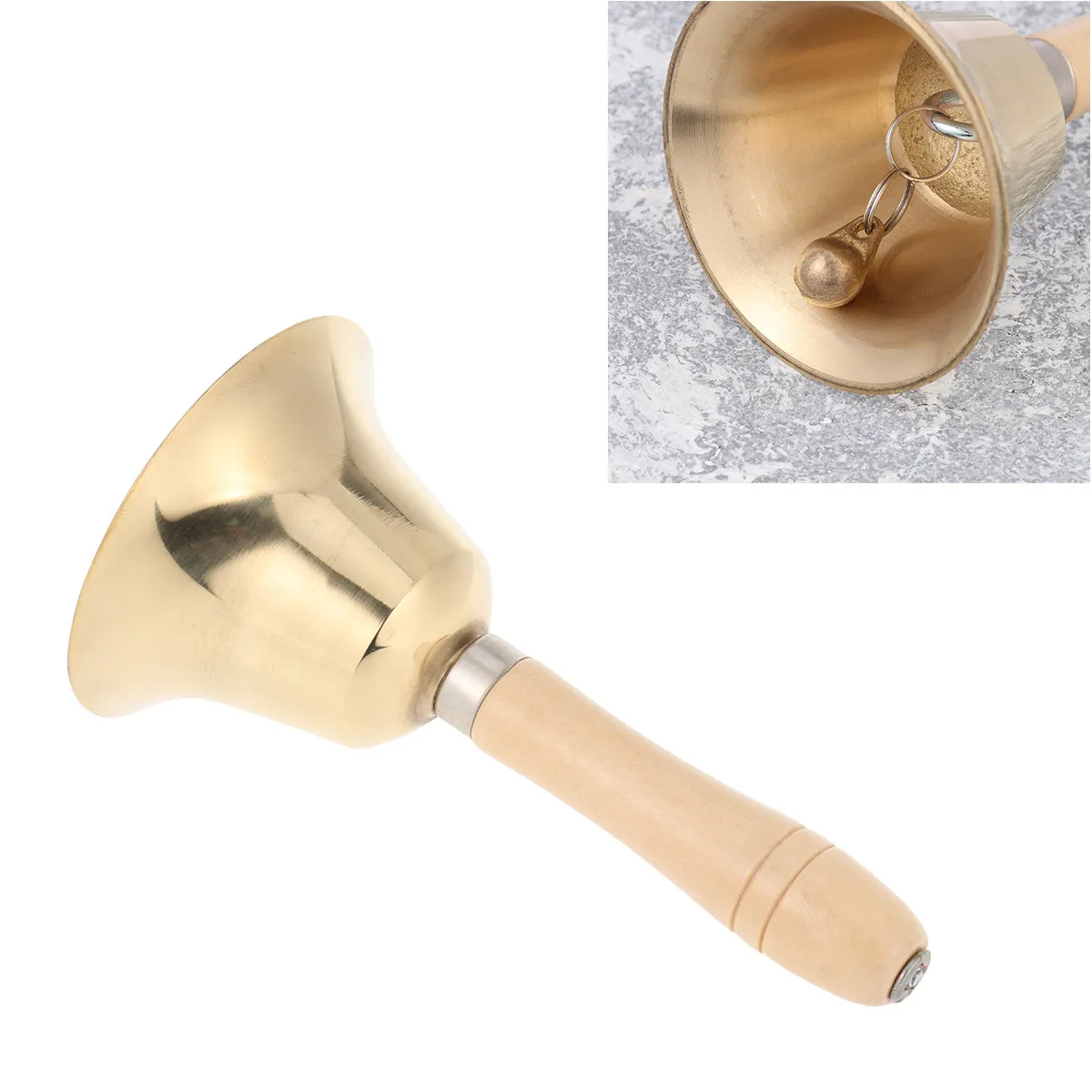 Copper Rattle Hand Bell, 8cm Polished Brass Lightweight Call Bell for Christmas Party, Restaurant Service