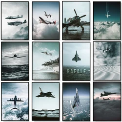 Vintage Planes Poster Fighter Jet Military Aircraft Launch Canvas Painting Print Wall Art Picture Office Living Room Home Decor