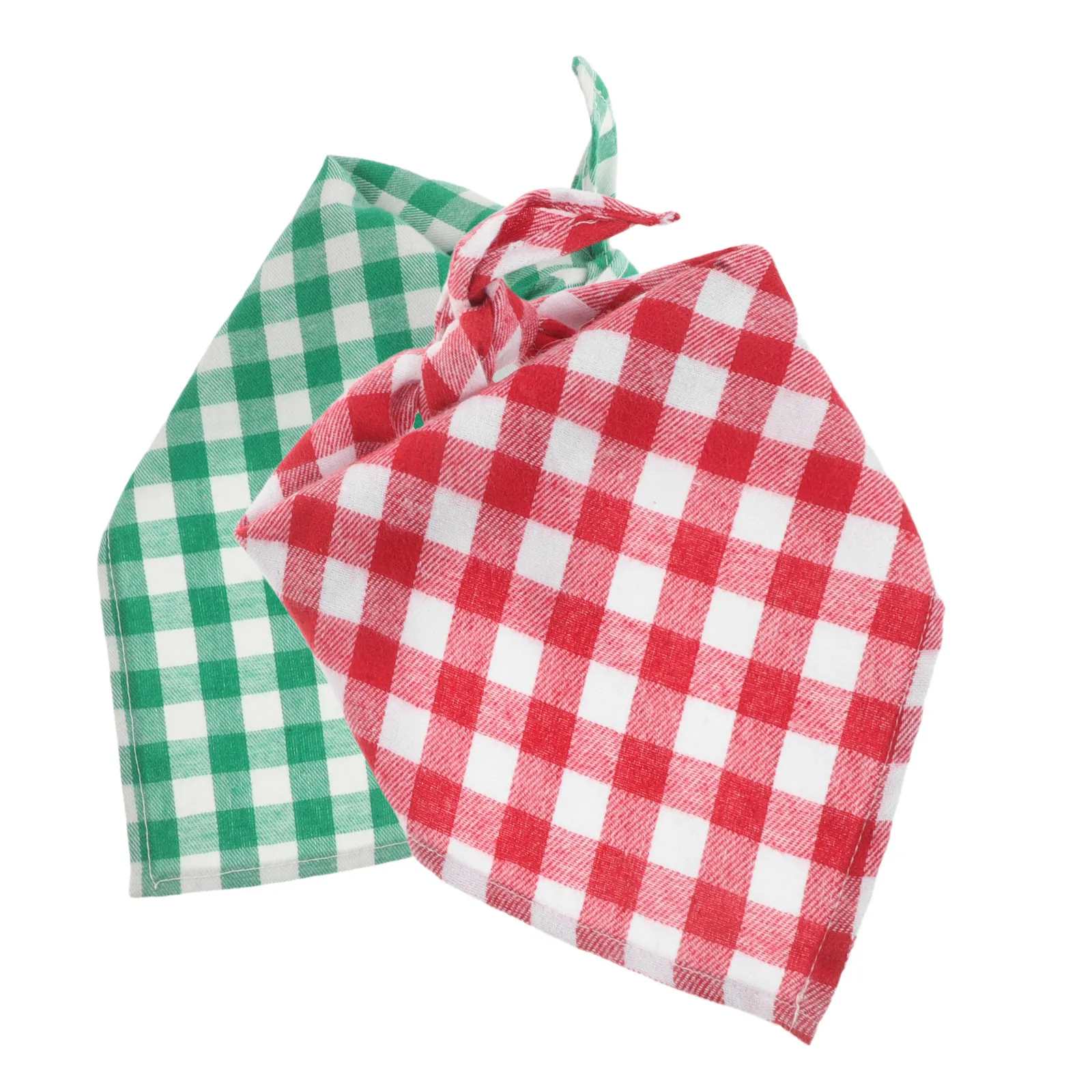 2Pcs Pet Triangle Bib Stylish Plaid Pattern Drool Absorbing Dog Scarf Bib for Small Dogs Cats Comfortable Daily Wear Easy Wash