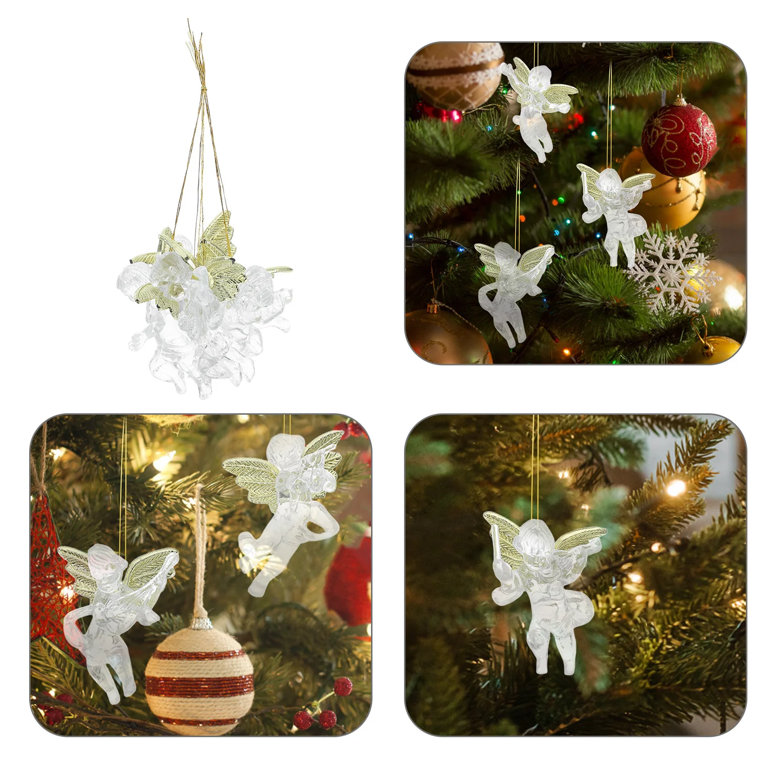 

24Pcs 6cm Christmas Angel Pendants Transparent Hanging Decorations Exquisite Ornaments for Tree Home Party Christmas Pendant