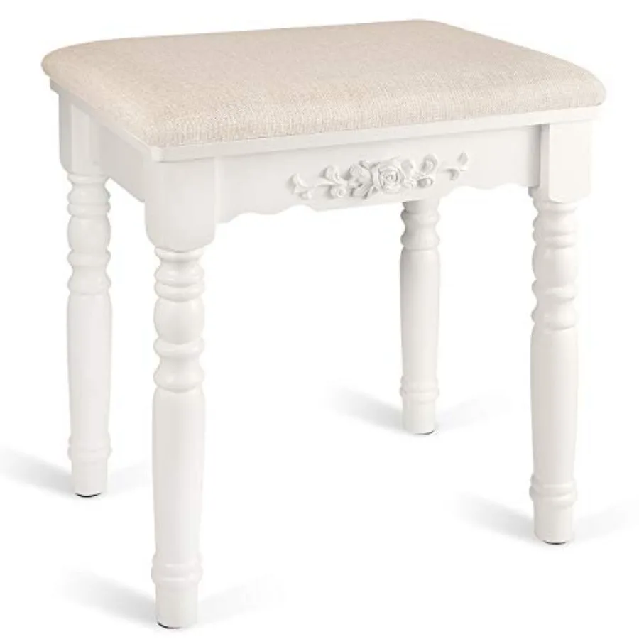 

Oak Wood Vanity Stool Modern Makeup Dressing Stool with Concave Seat Surface Capacity 300lb Easy Assembly