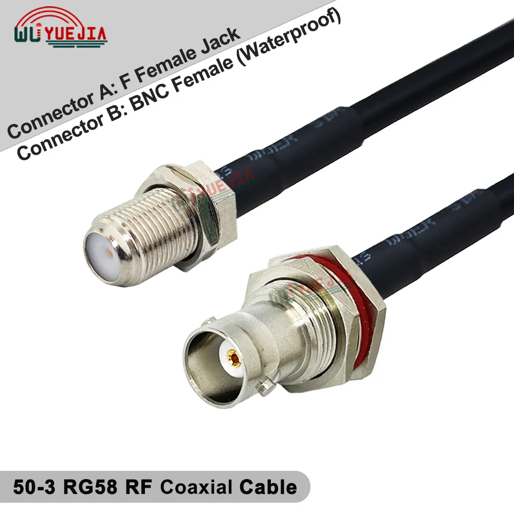 0.1~30 Meters RG-58/U Coaxial Extension RF Cable Waterproof Q9 BNC Female Jack to F Type Male Plug Connector 50 ohm RF Adapter