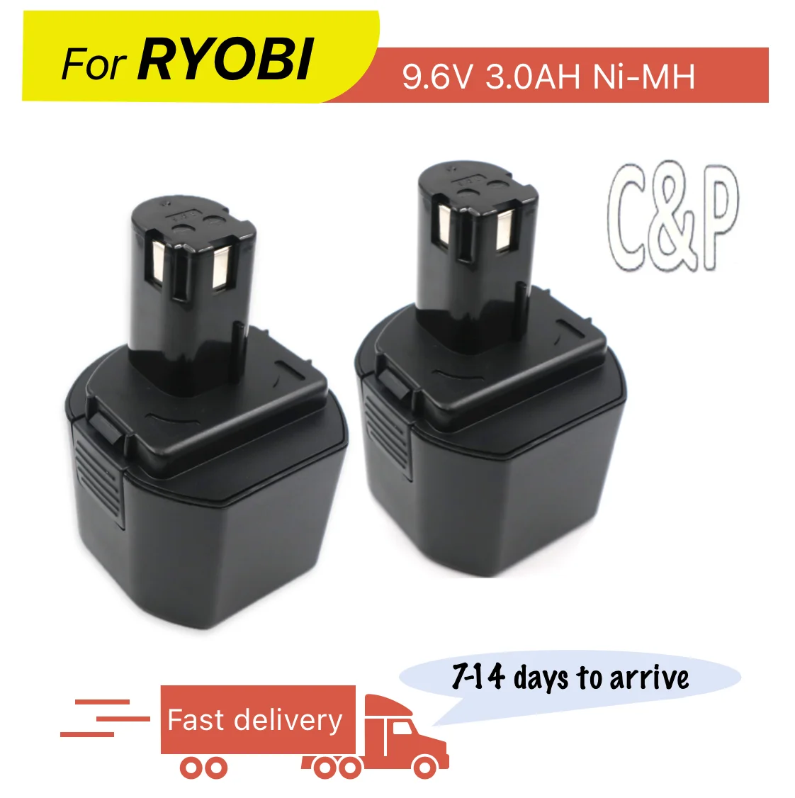 

C&P For RYOBI 9.6V Battery Pin 3.0AH Ni-MH Suitable tools B-9620F2 B-967F1 B-963F2 1400669 BID-900 BD-72 BD-90 CTH962K HP961